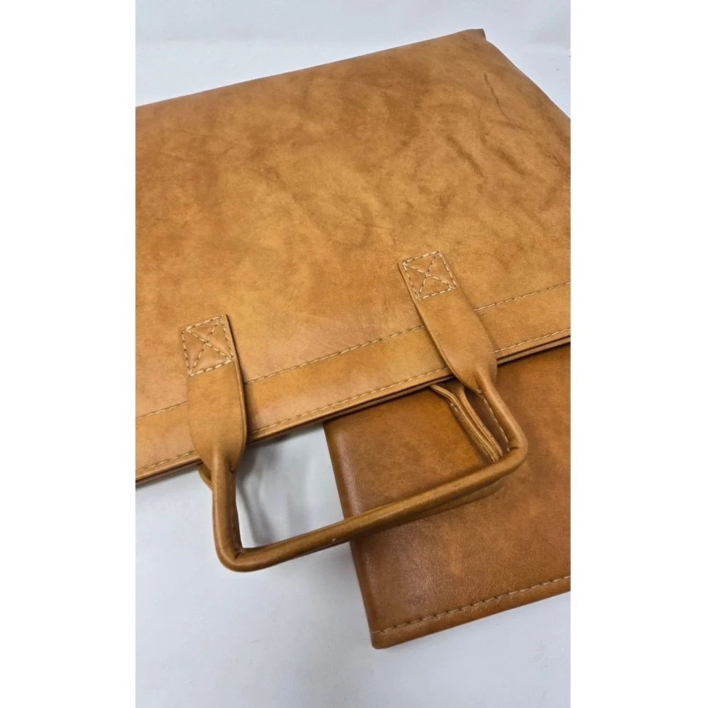 Vtg Mascot faux leather briefcase document carrier professional w/writing pad